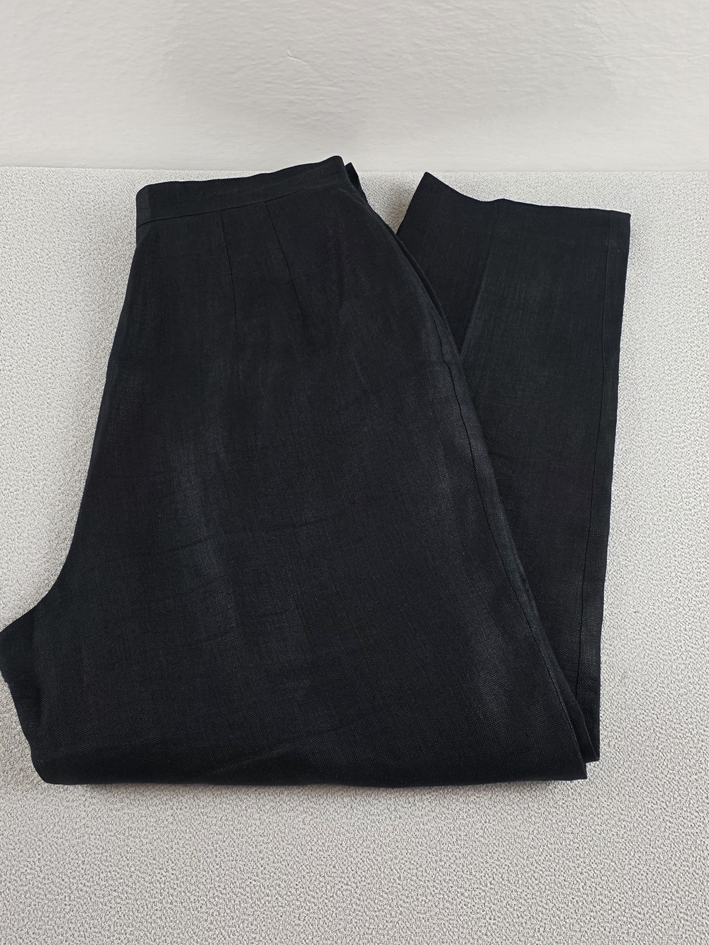 Talbots Irish Linen Size Zip Straight Leg Trousers Black Women's 14